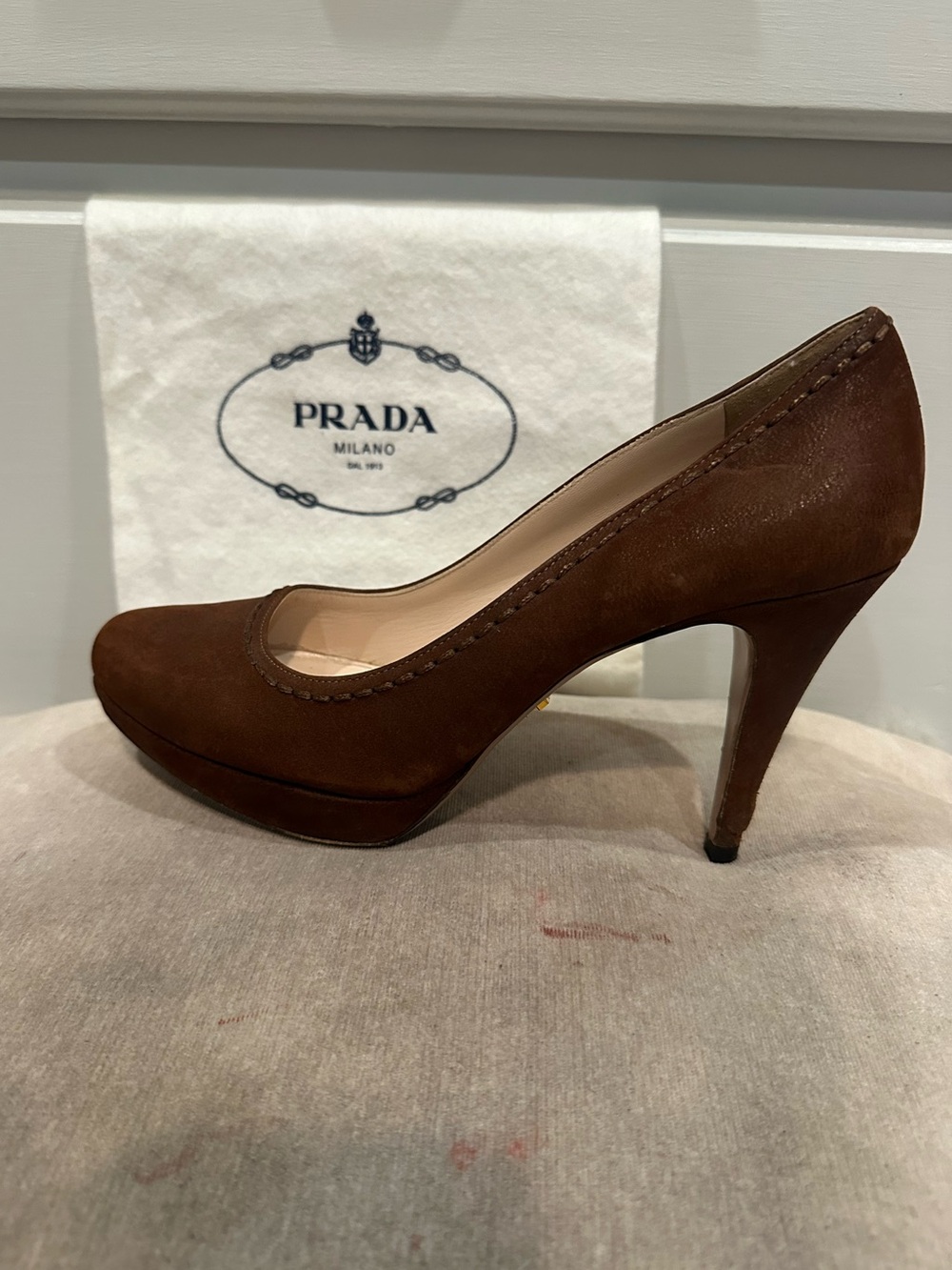 Prada Brown Suede High Heel Pumps